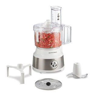 10-Cup Food Processor with Bowl Scraper, White & Stainless (70733)