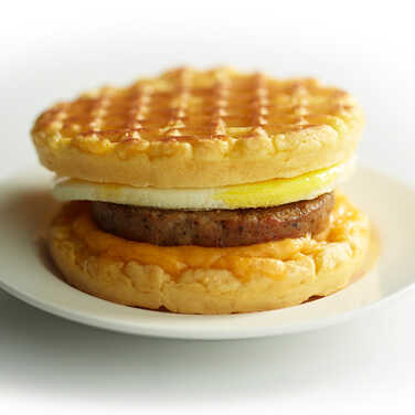 Recipe for Sausage, Egg and Cheese Waffle Sandwich