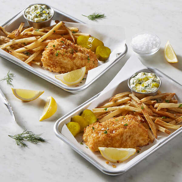 Recipe for Air Fryer Fish and Chips with Pickle Aioli