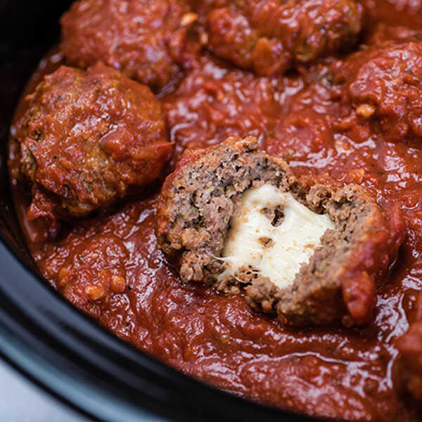 Recipe for Slow Cooker Cheese Stuffed Meatballs