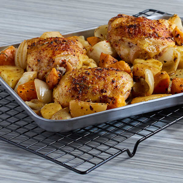 Recipe for Chicken Thighs with Roasted Rosemary Root Vegetables