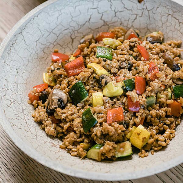 Recipe for Farro Risotto with Roasted Vegetables