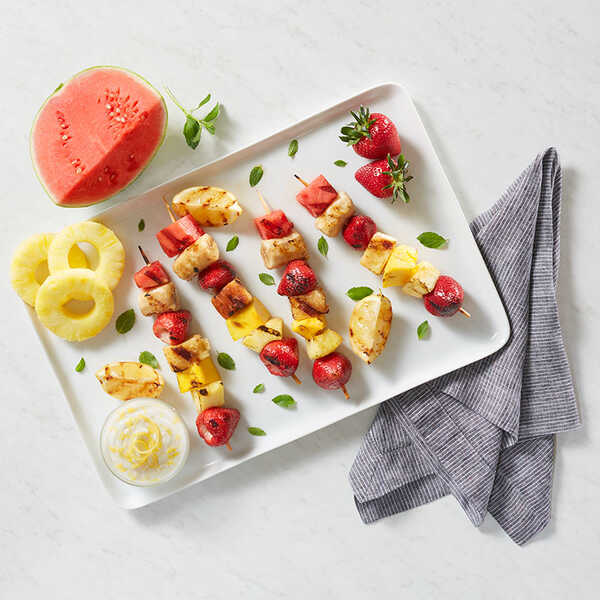 Recipe for Grilled Fruit Kabobs with Lemon Dip