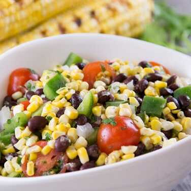 Recipe for Grilled Corn and Black Bean Salad with Cilantro Lime Dressing