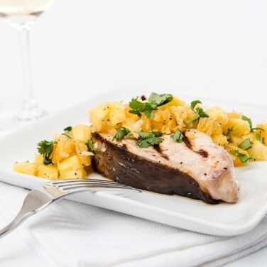 Recipe for Grilled Marinated Swordfish with Orange Pineapple Salsa