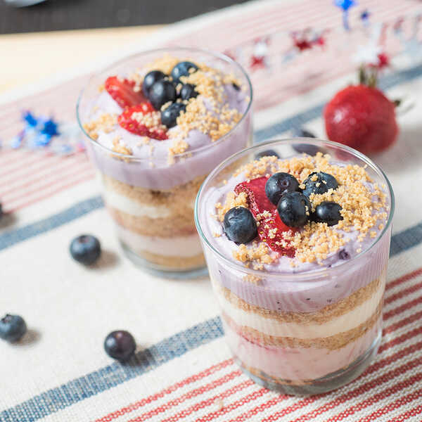 Recipe for No Bake Cheesecake Red, White and Blue Dessert