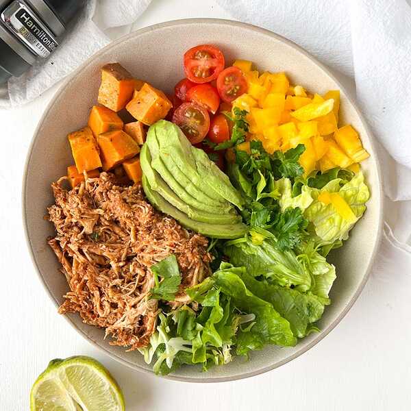 Recipe for Slow Cooker Salsa Chicken Taco Salad