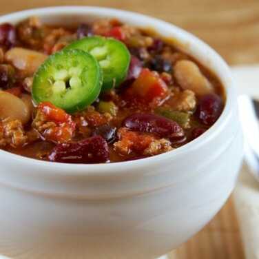 Recipe for Slow Cooker Three-Bean Turkey Chili