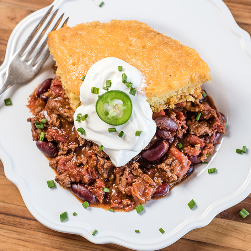 Slow Cooker Chili and Cornbread Casserole